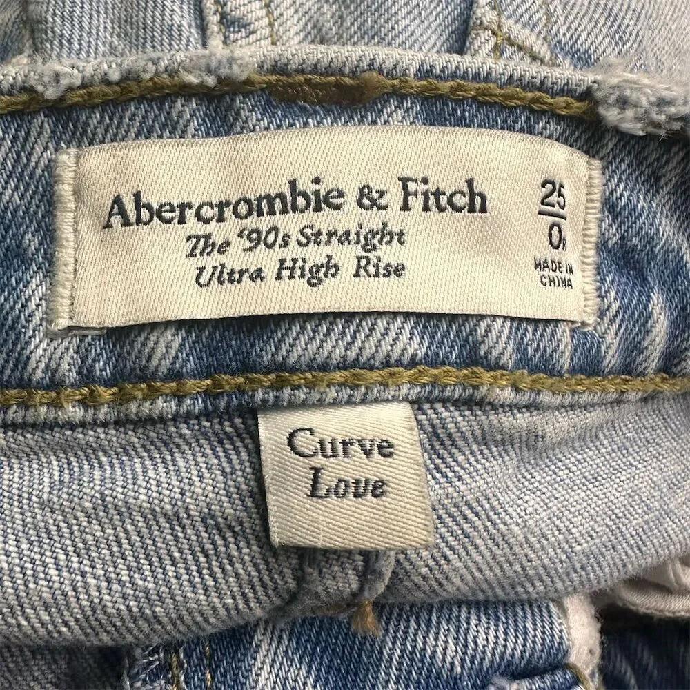 Abercrombie & Fitch Women's Curve Love 90s Straight Ultra High Rise Jeans Size 0 - Picture 4 of 10